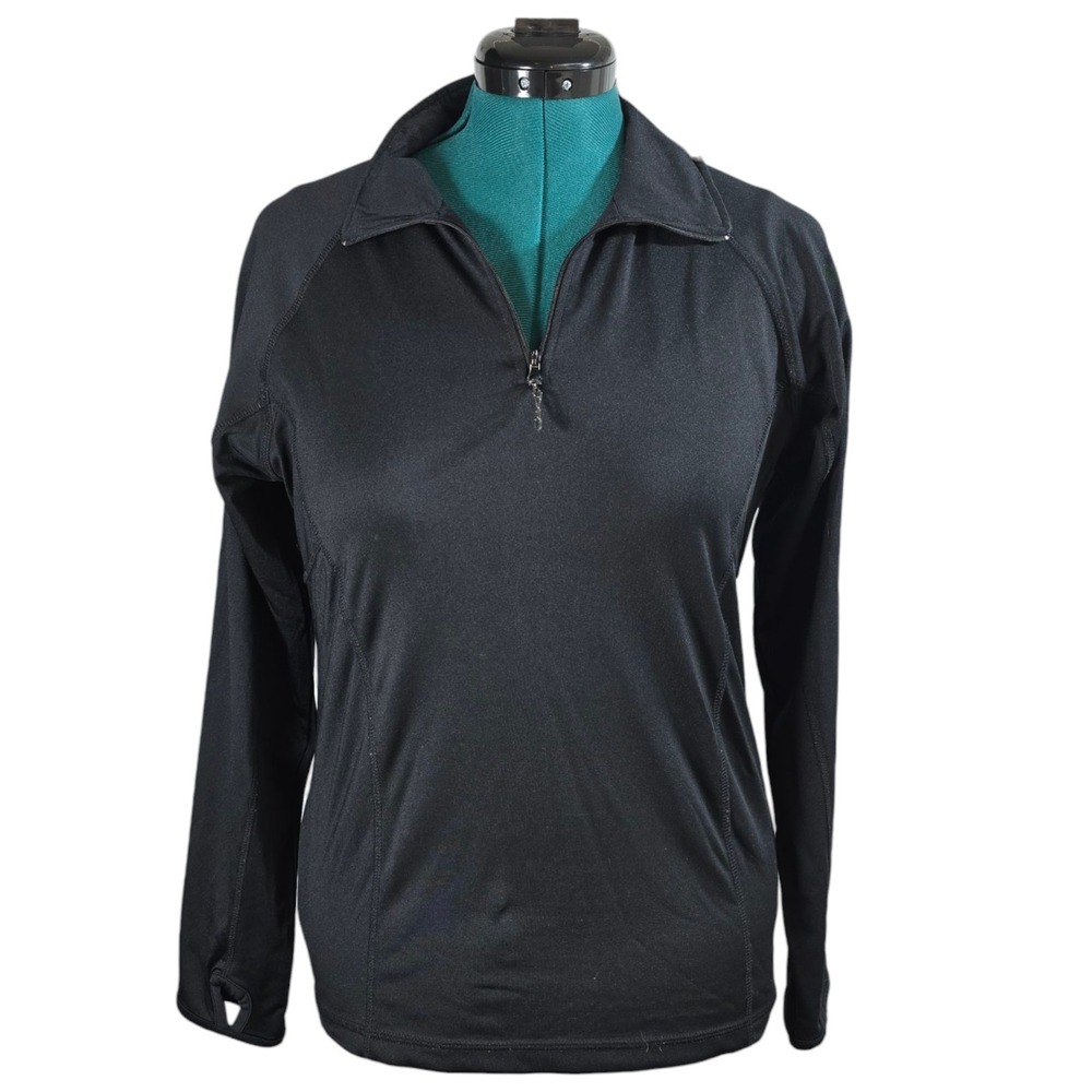 Snozu Quarter 1/4 Zip Women's Pullover‎ Jacket Black Size Small Thumb Holes